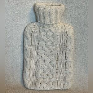 Cozy White Cable Knit Hot Water Bottle & Cover